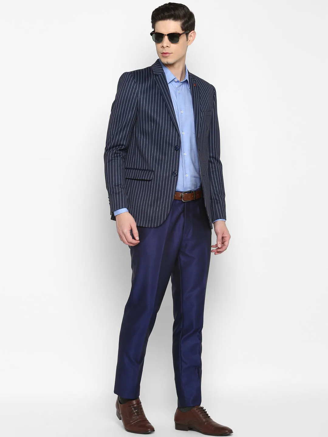 Striped Navy Blue Blazer for Men