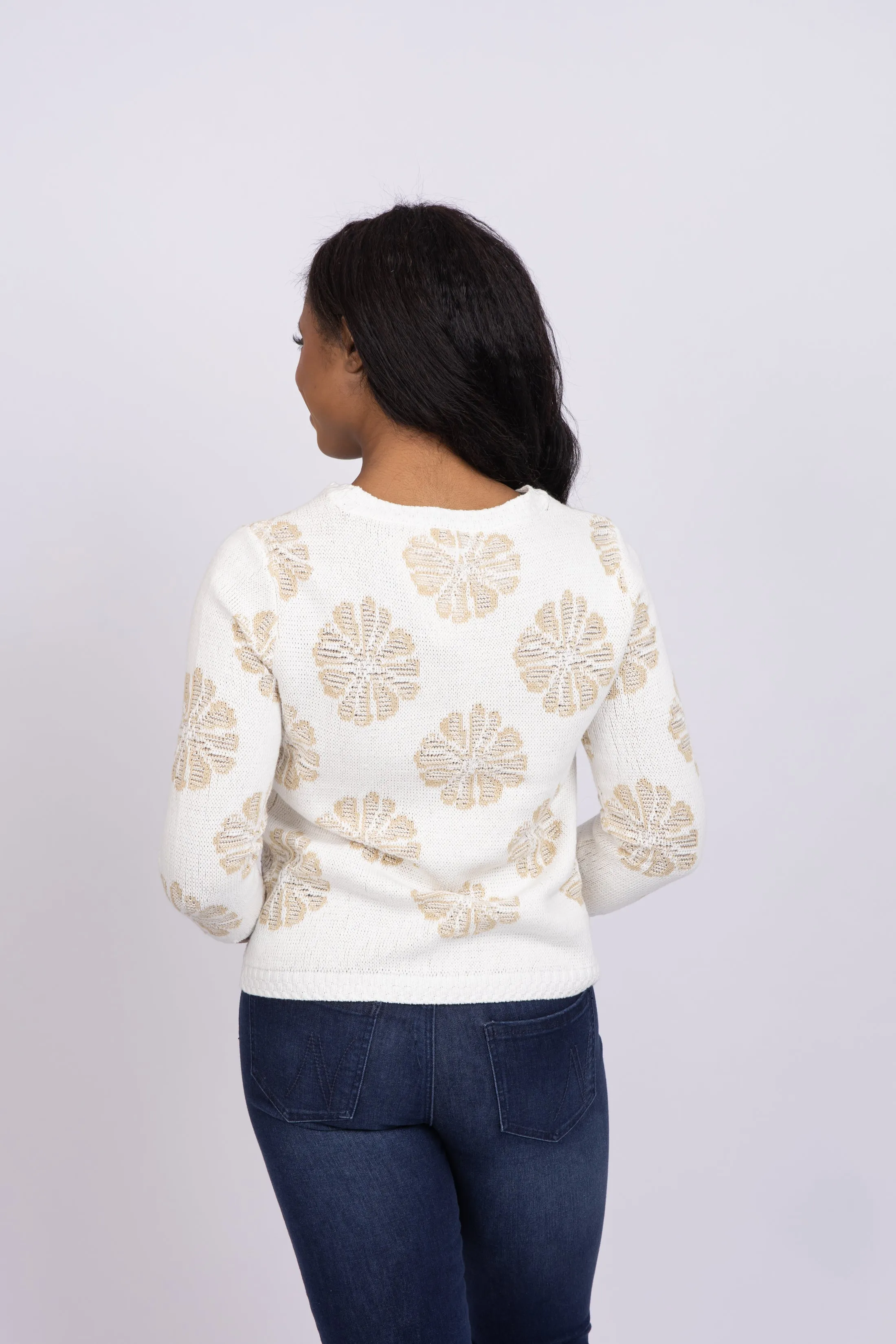 Tyler Boe Floral Jacquard Sweater in Sandstone
