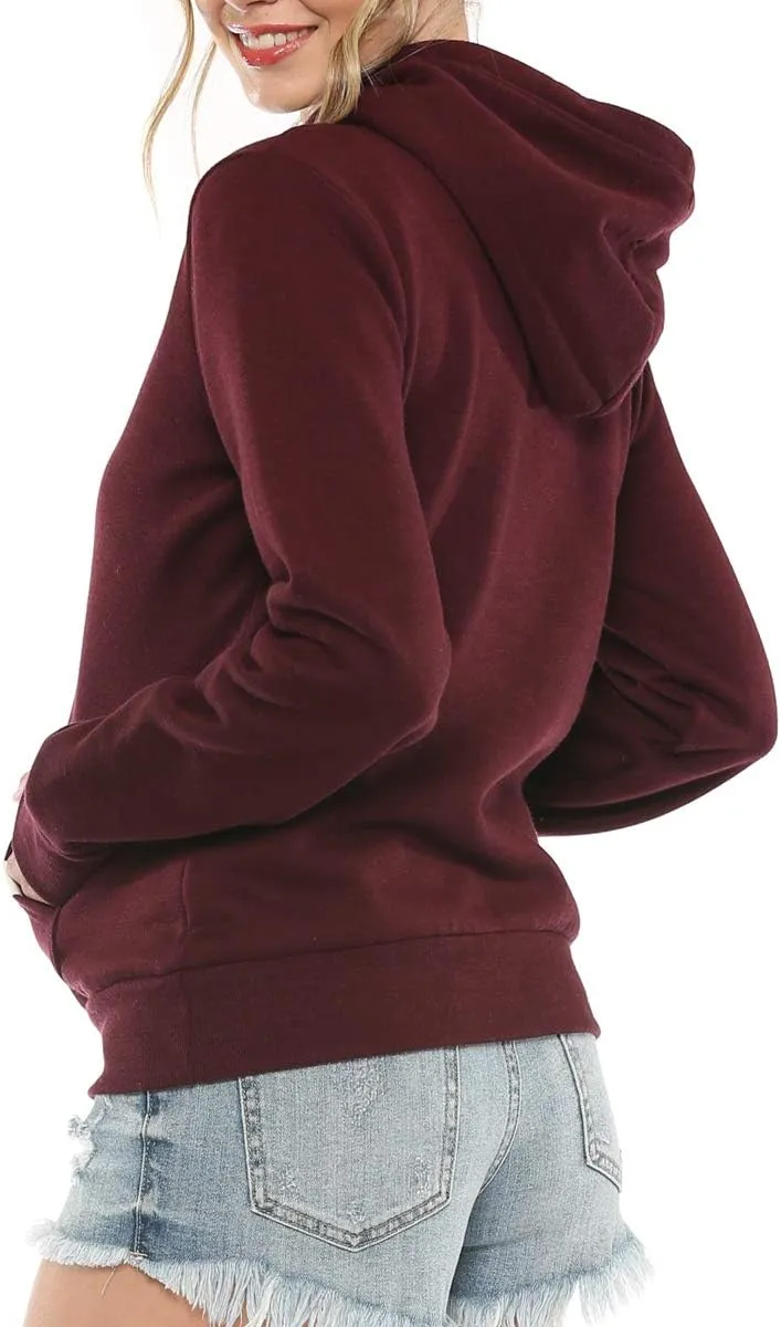 Urban Look Womens Active Long Sleeve Fleece Lined Fashion Hoodie Pullover with Plus Size