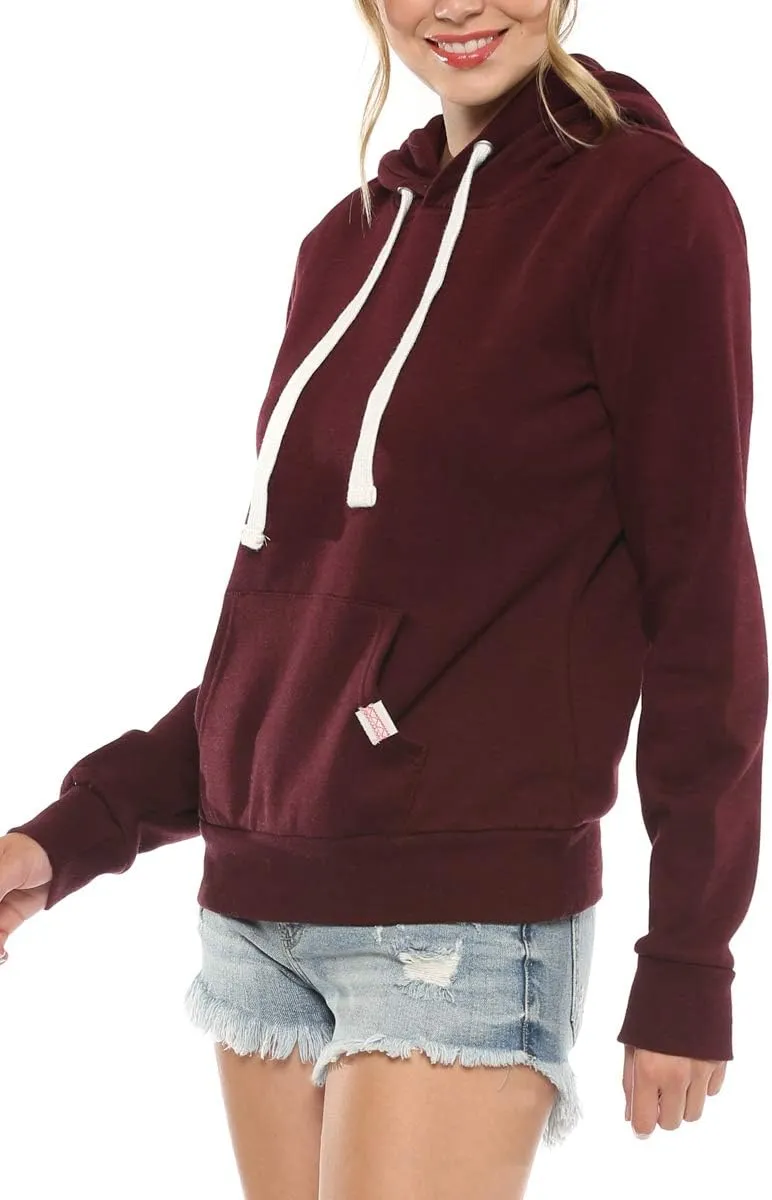 Urban Look Womens Active Long Sleeve Fleece Lined Fashion Hoodie Pullover with Plus Size