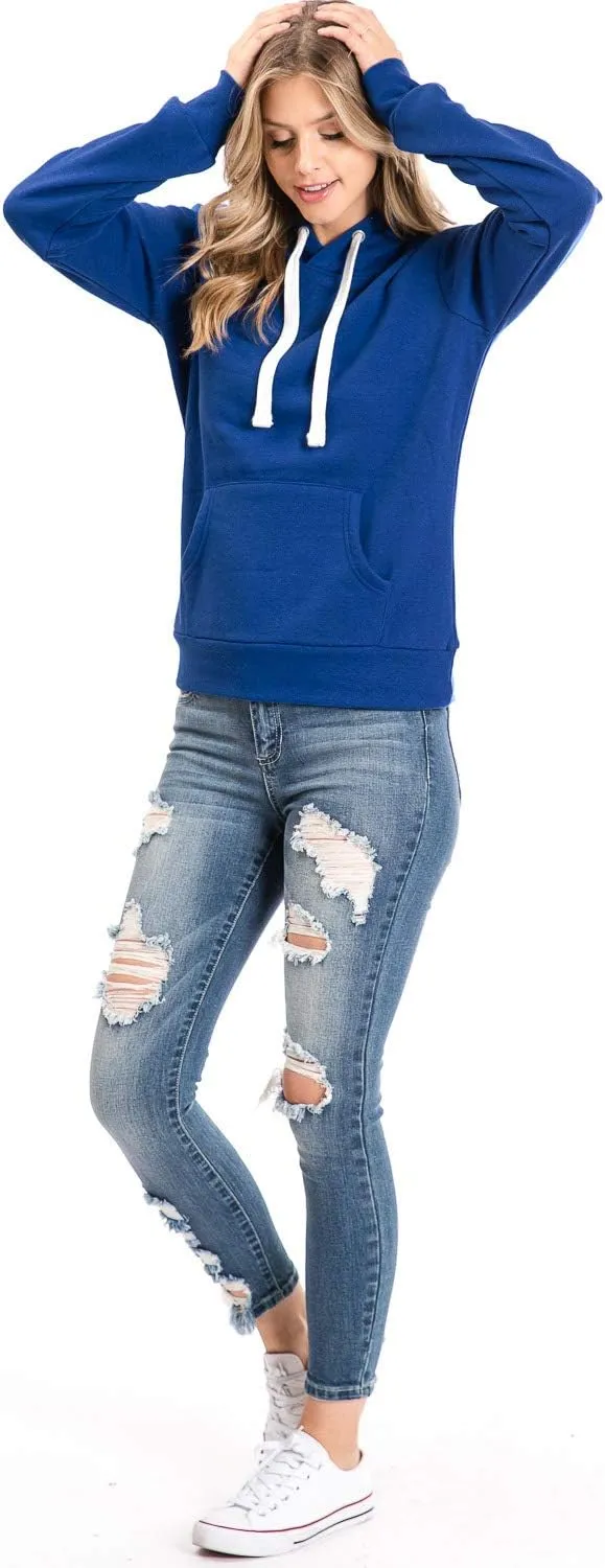 Urban Look Womens Active Long Sleeve Fleece Lined Fashion Hoodie Pullover with Plus Size