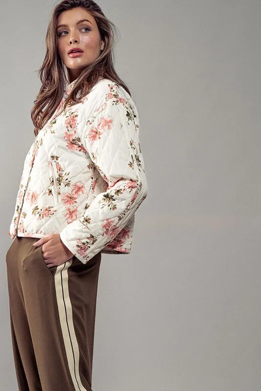 Waitlist 12/5 ♥ Astrid Long Sleeve Floral Print Quilted Shacket Ivory
