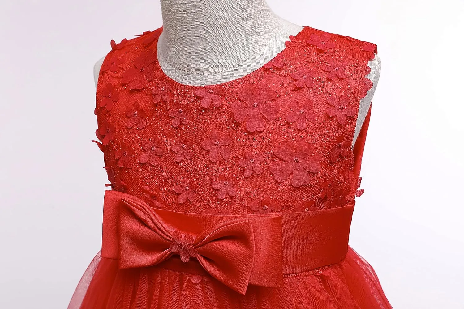 Weileenice Holiday Big/Little Girl Flower Lace A-line Wedding Party Dresses Kids Pageant Birthday Formal Dress