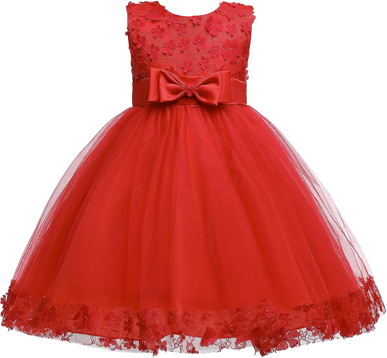 Weileenice Holiday Big/Little Girl Flower Lace A-line Wedding Party Dresses Kids Pageant Birthday Formal Dress