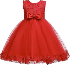 Weileenice Holiday Big/Little Girl Flower Lace A-line Wedding Party Dresses Kids Pageant Birthday Formal Dress
