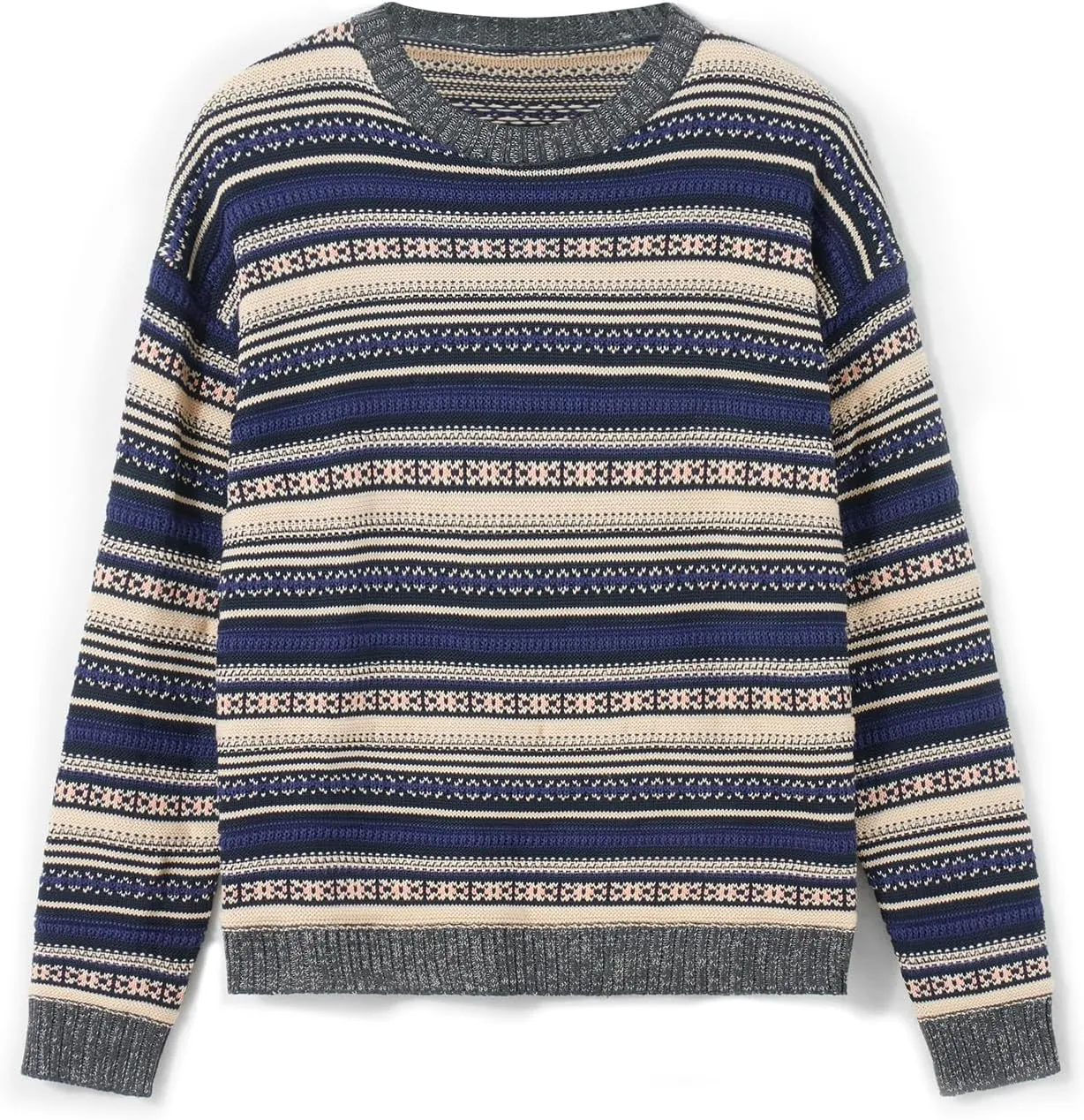 Women Y2K Argyle Striped Pullover Sweater Casual Long Sleeve Round Neck Vintage Preppy Style Pullover Knitwear