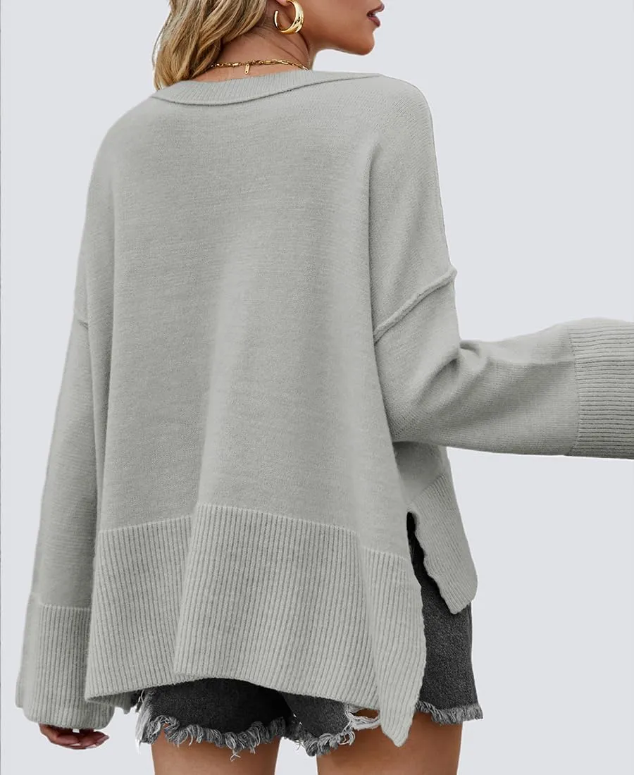Womens Sweaters Fall 2024 Oversized Lightweight Crewneck Bell-Style Sleeve Batwing Knit Tops Pullover Jumpers